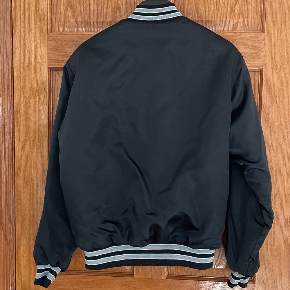 Vintage SWINGSTER CHICAGO WHITE SOX Men's M Black Satin Snap Coat Jacket USA - Picture 2 of 9